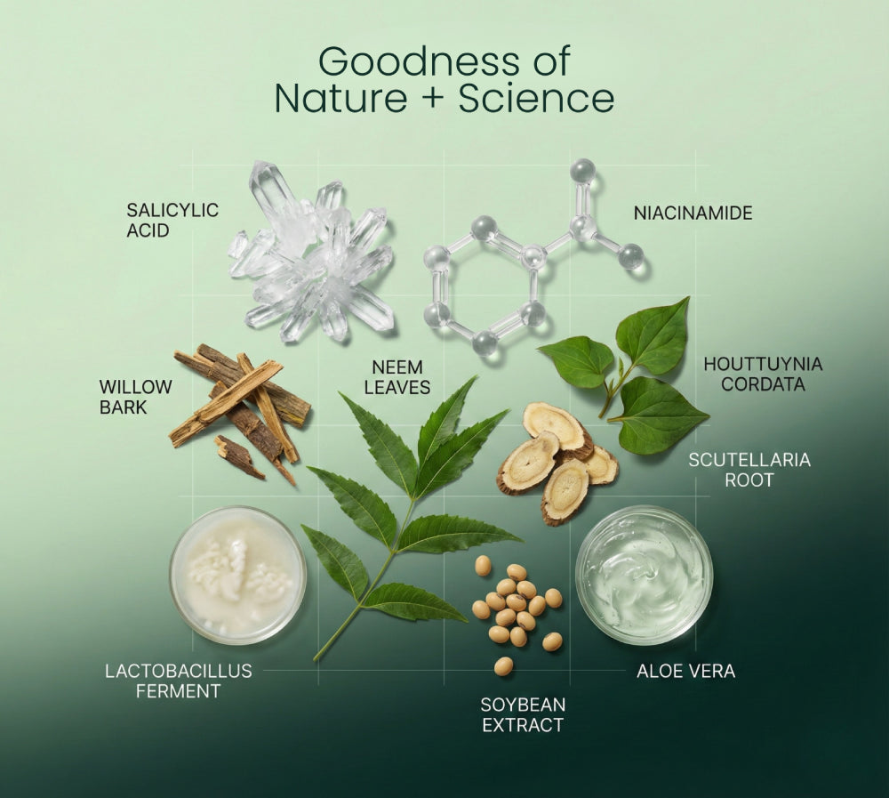 Perius skincare products on a green background with natural elements