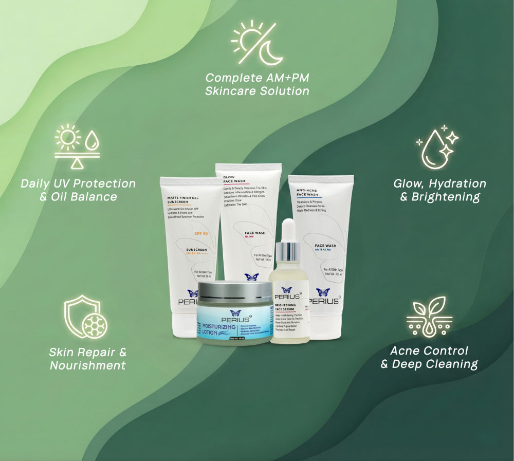 Peripera skincare products with icons and text